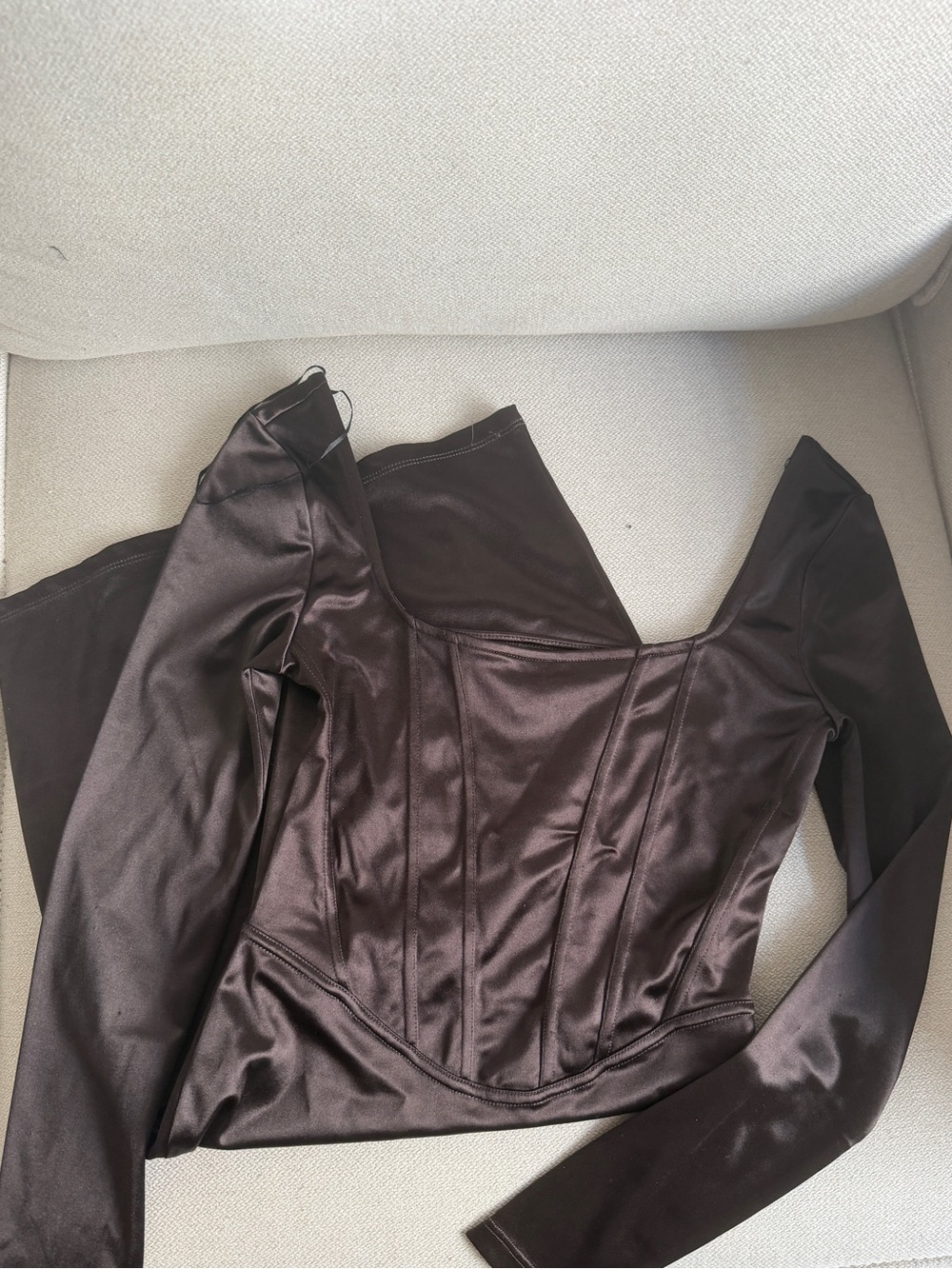 Satin Corset Mini Dress in Chocolate Brown